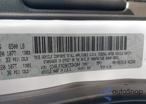 2019 Jeep Grand Cherokee Laredo из США, поврежденный, VIN 1C4RJFAG9KC534344